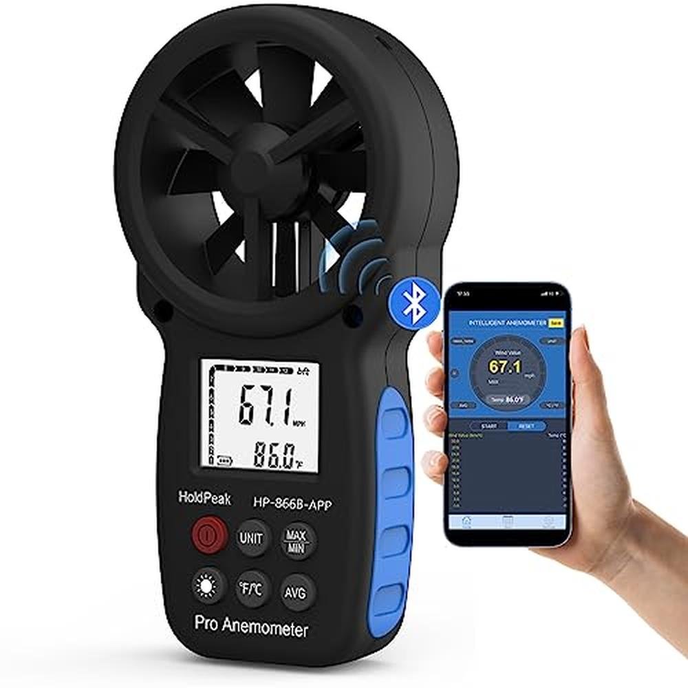 HoldPeak Handheld Anemometer Bluetooth – Front View