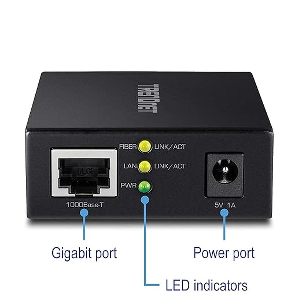 TRENDnet 1000Base-T to SFP Fiber Media Converter – Side View