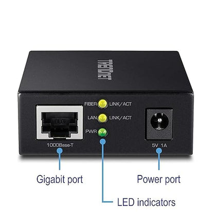 TRENDnet 1000Base-T to SFP Fiber Media Converter – Side View