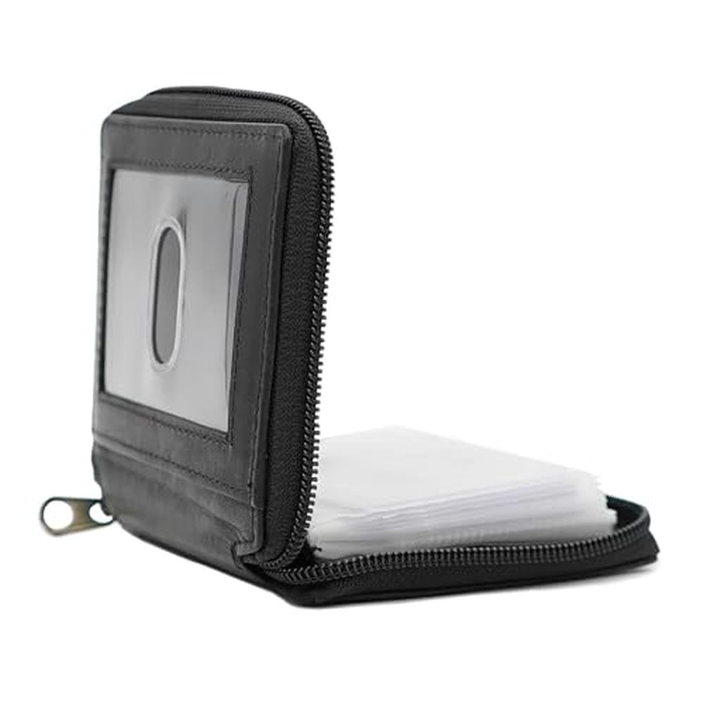 ag wallets Mens Zip Around Leather Wallet with Inserts – Front View