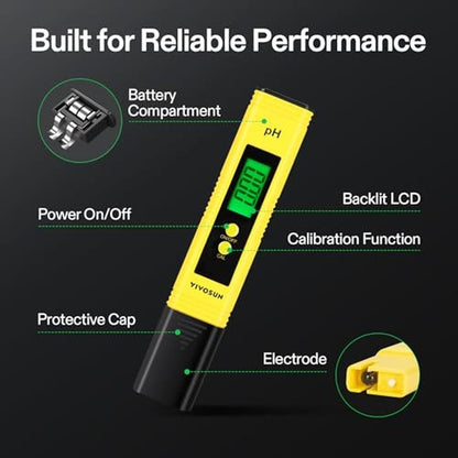 Premium Digital pH Meter: Vivosun High-Accuracy Pen-Type pH – Close-up Detail