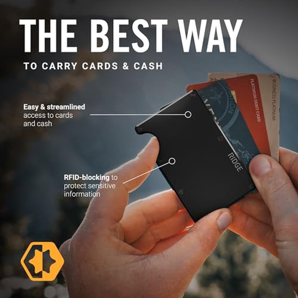 Wallet Men: Ridge Slim Minimalist Compact Wallet and Card – Close-up Detail