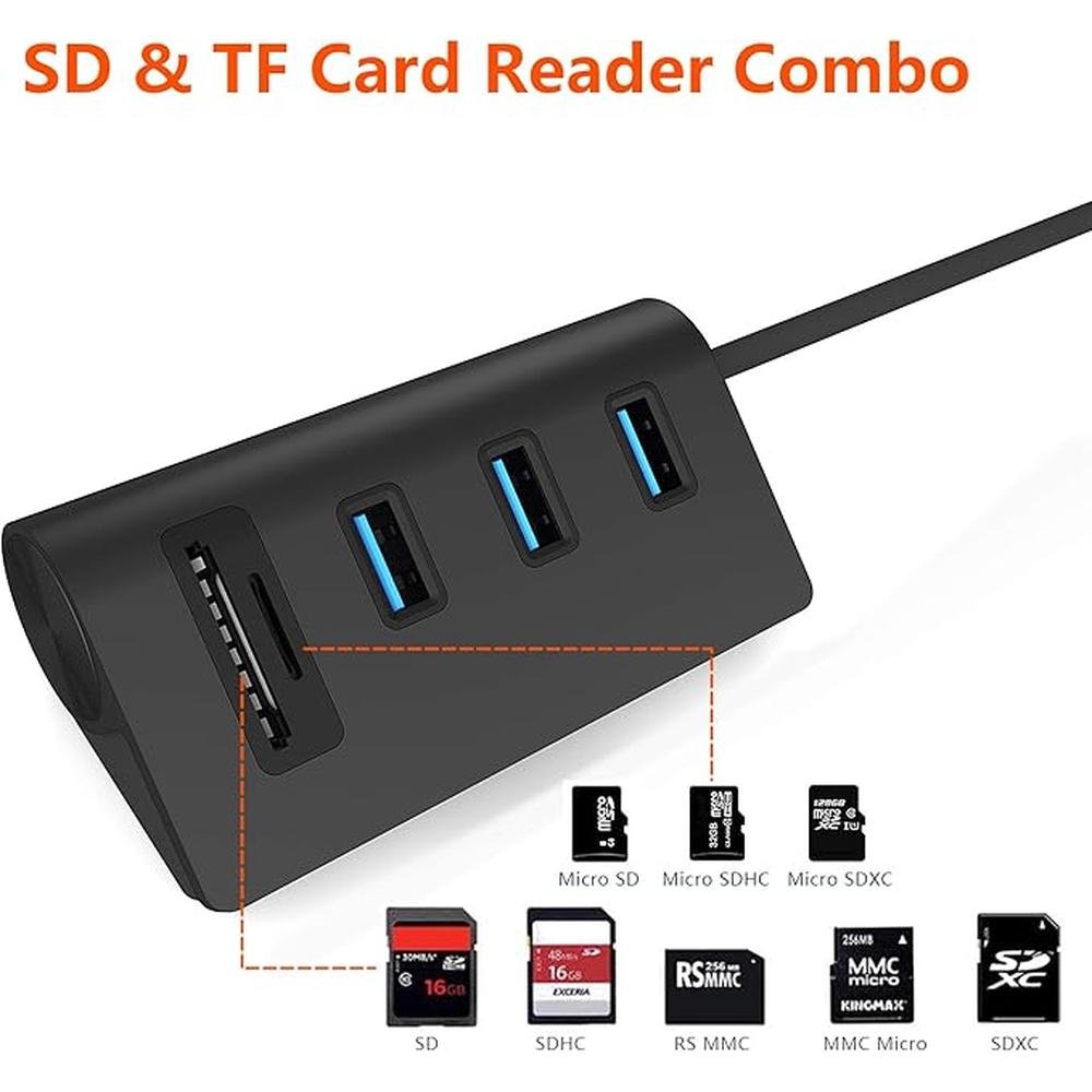 Cateck USB 3.0 HUB: Bus-Powered USB 3.0 3-Port Aluminum Hub – Side View