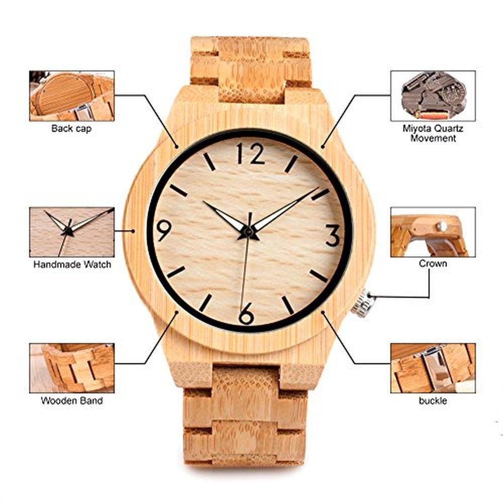 Watch Bobo: BOBO BIRD D27 Men's Bamboo Wooden Watch – Close-up Detail