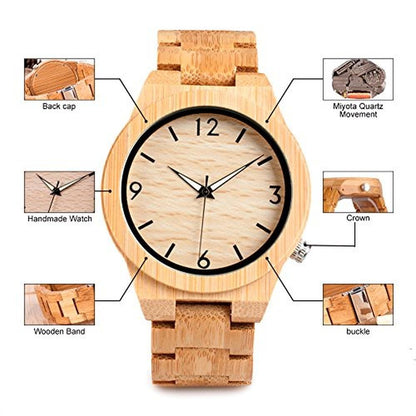 Watch Bobo: BOBO BIRD D27 Men's Bamboo Wooden Watch – Close-up Detail