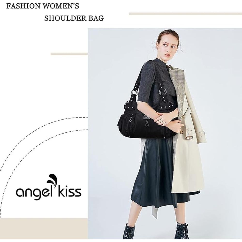 Angelkiss Large Purses and Handbags for Women Washed Faux – Side View