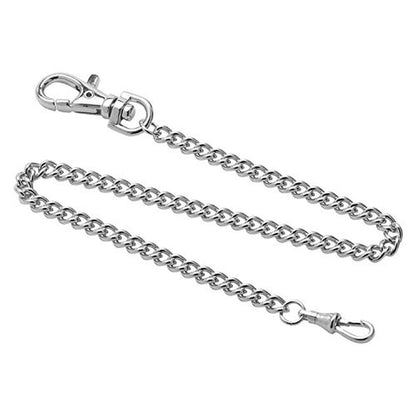 Dueber Stainless Steel: Chrome Plated Pocket Watch Chain – Front View