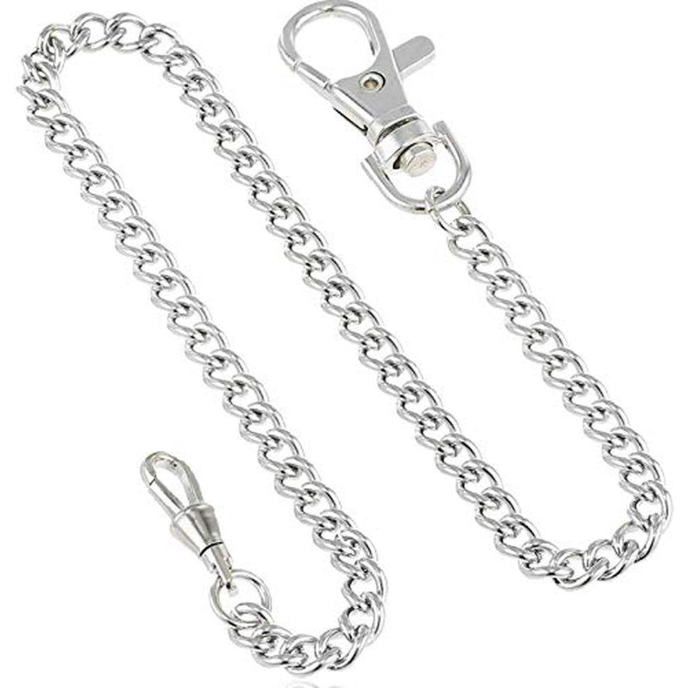 Dueber Stainless Steel: Chrome Plated Pocket Watch Chain – Side View