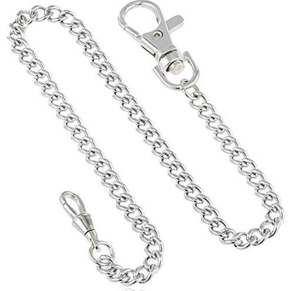 Dueber Stainless Steel: Chrome Plated Pocket Watch Chain – Side View