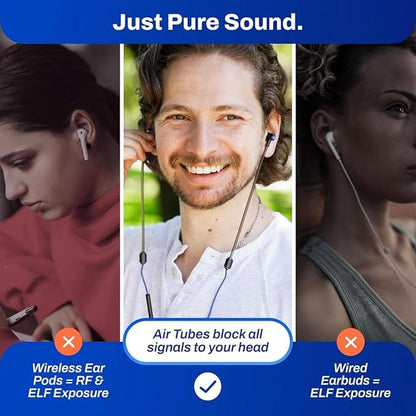 DefenderShield Air Tube Stereo Wired Earbuds – Side View