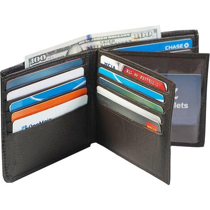 European Hipster Mens Wallet Thick Large Bifold 20 Cards – Close-up Detail
