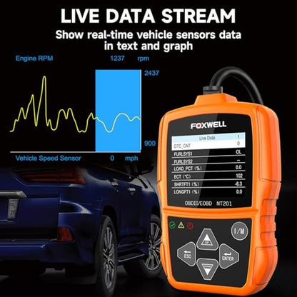 FOXWELL NT201 OBD2 Scanner: Premium Car Diagnostic Tool – Packaging