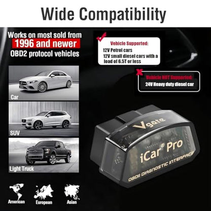 Vgate iCar Pro Bluetooth 4.0 (BLE) OBD2 Fault Code Reader – Close-up Detail