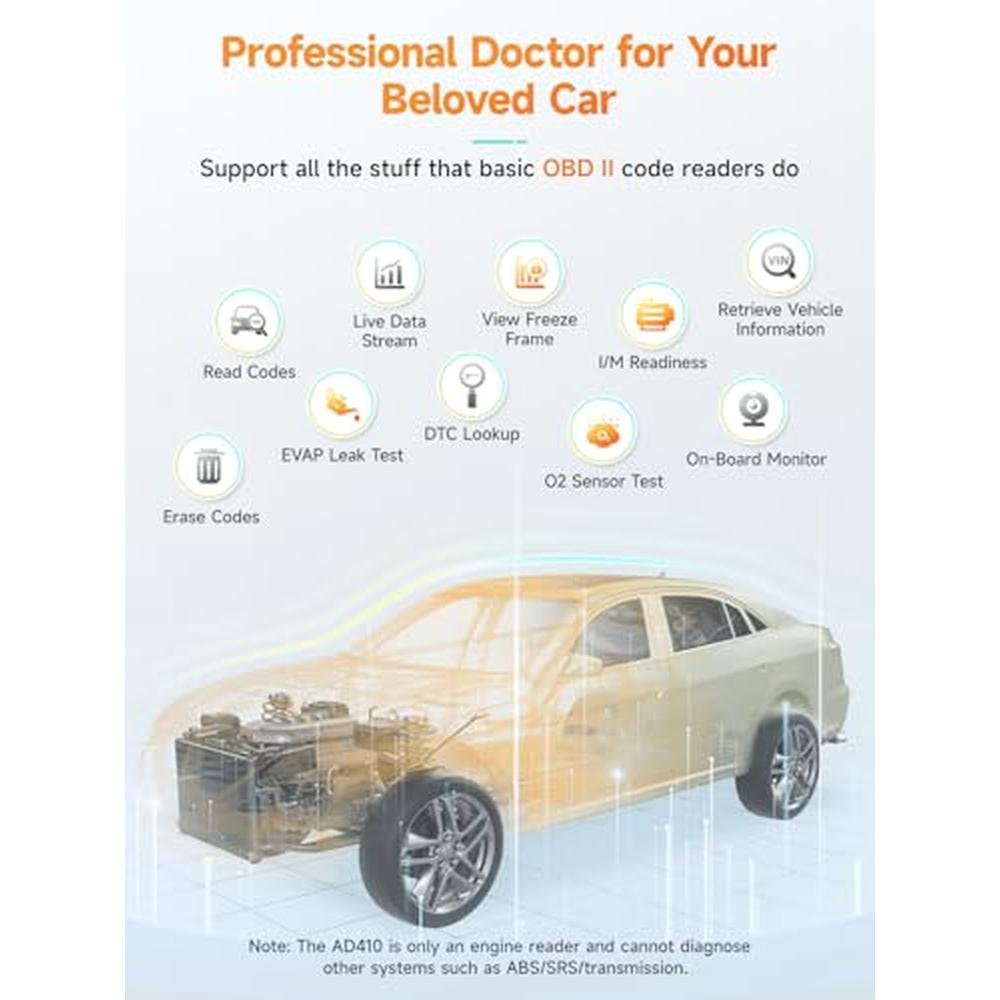 OBDII Scanner: ANCEL AD410 Enhanced OBD2 Code Reader – Side View