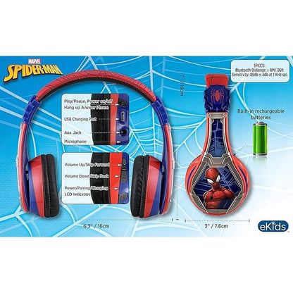 eKids Spiderman Wireless Bluetooth Portable Headphones with – Packaging