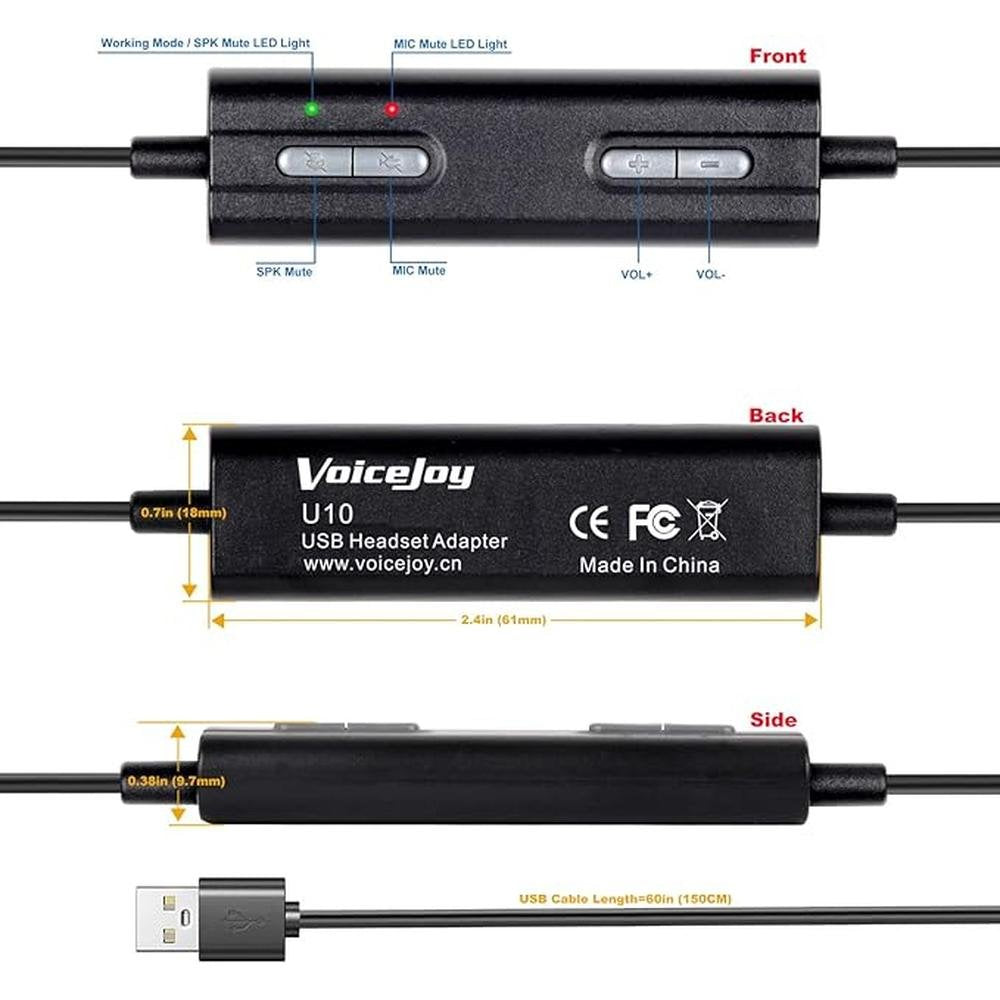 VoiceJoy USB Plug Corded Headphone Call Center Noise – In Use