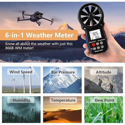 Wind HoldPeak: HoldPeak 866B WM Handheld Anemometer – Side View