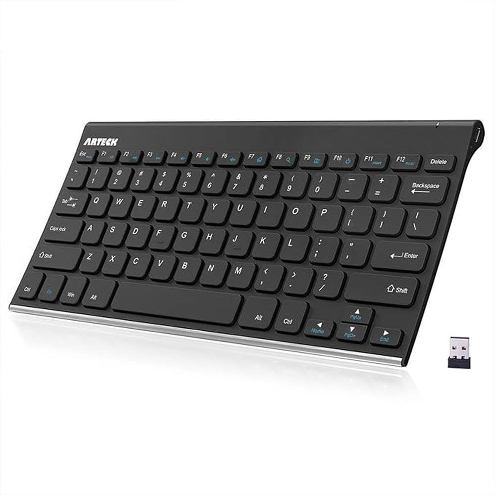 Arteck Keyboard: Arteck 2.4G Wireless Keyboard Stainless – Front View