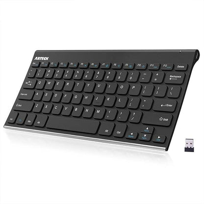Arteck Keyboard: Arteck 2.4G Wireless Keyboard Stainless – Front View