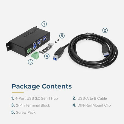 4 Port USB 3.2 Gen 1 Powered Hub w/ESD Surge Protection – Packaging