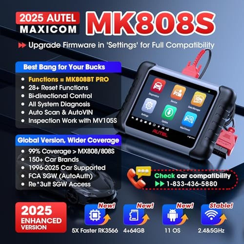Autel Scanner: Autel MaxiCOM MK808S Bidirectional Tool – Side View