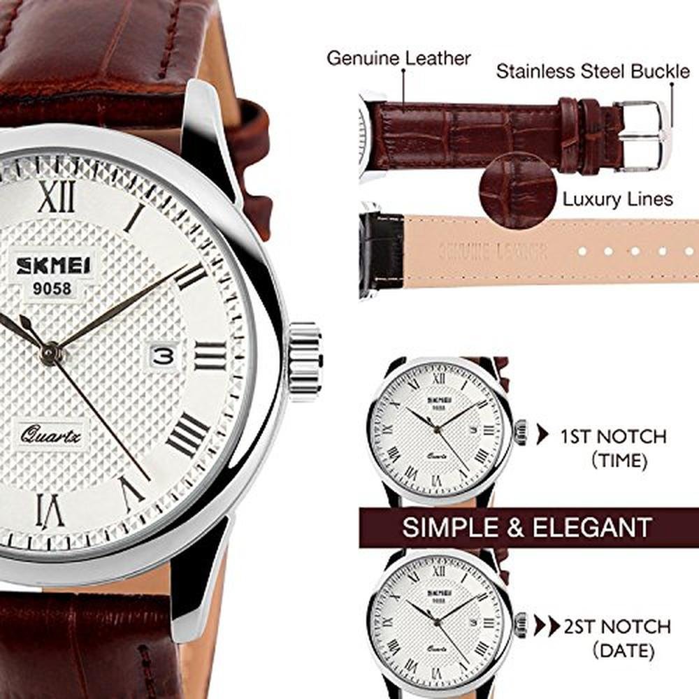 Mens Leather Band Quartz Watch – In Use