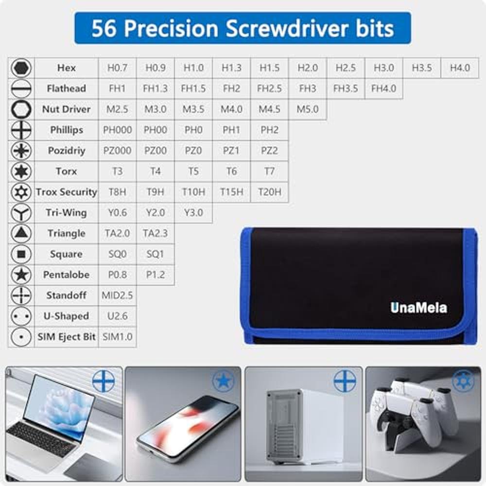 Screwdriver Set: UnaMela 80-in-1 Professional Computer – Side View