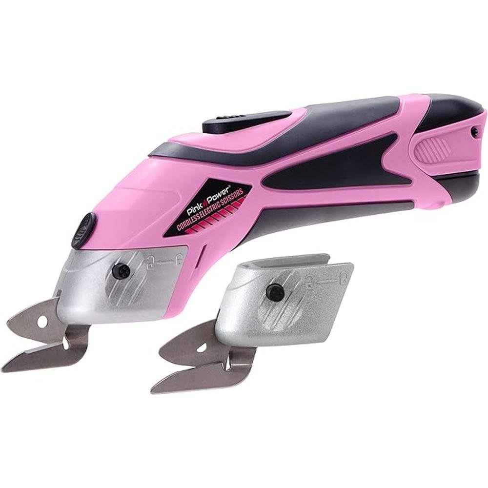 Fabric Cutter: Pink Power Cordless Electric Scissors Heavy – Front View