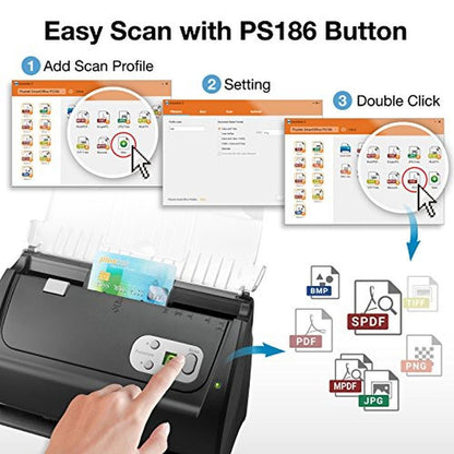 Document Scanner: Plustek PS186 50-Page Auto Feeder – Close-up Detail