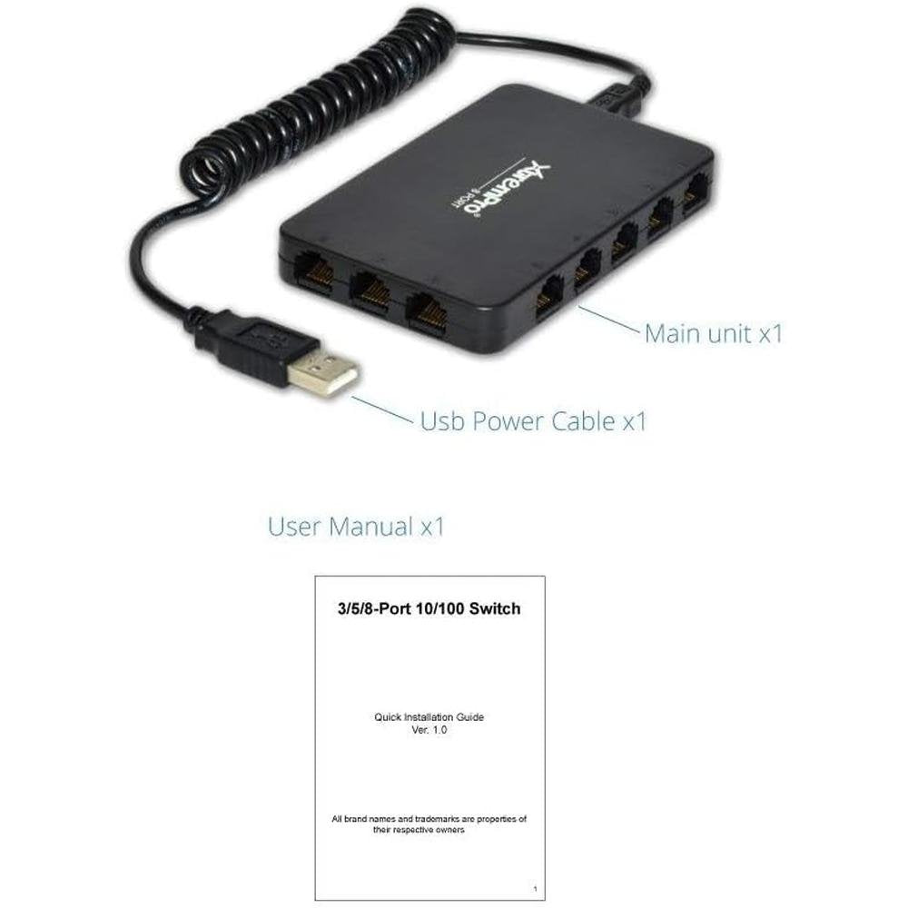 8-Port USB Powered 10/100Mbps Ethernet RJ45 Network Switch – In Use