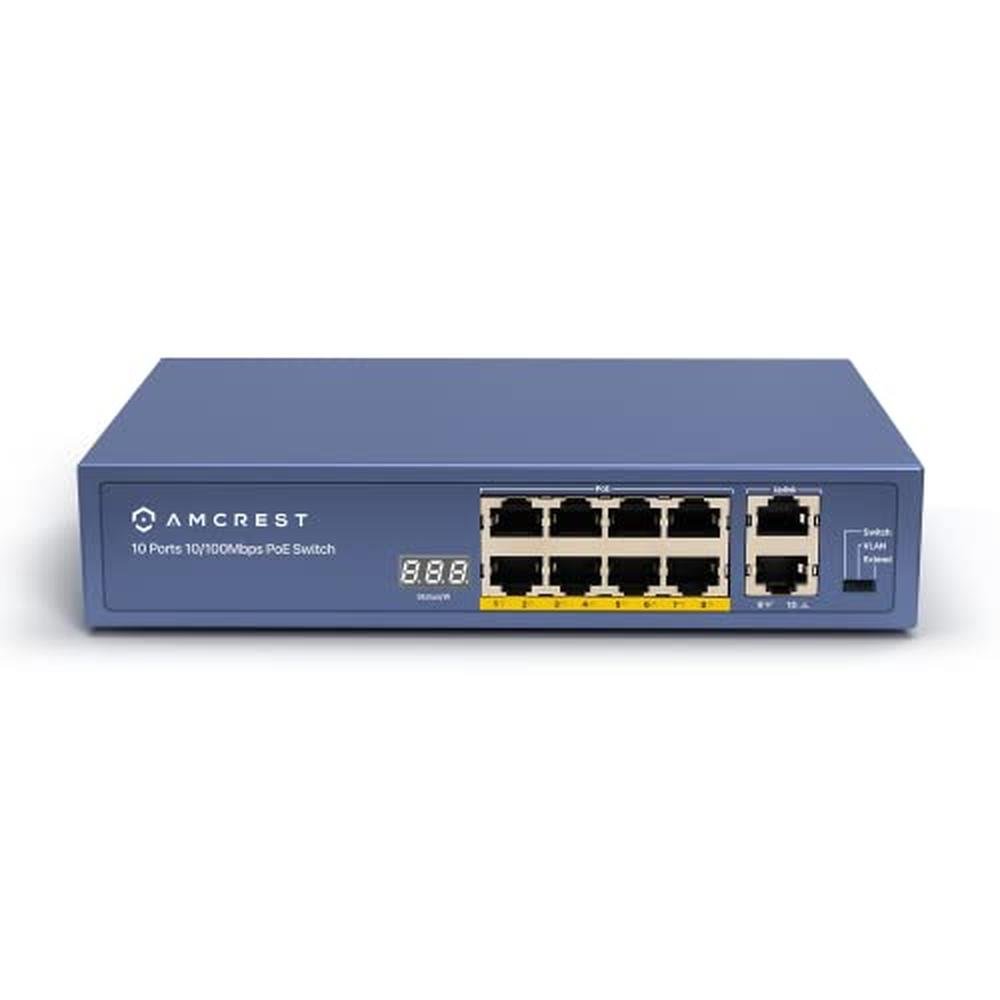 Amcrest 8-Port POE Switch Power Over Ethernet POE+ Switch – Front View