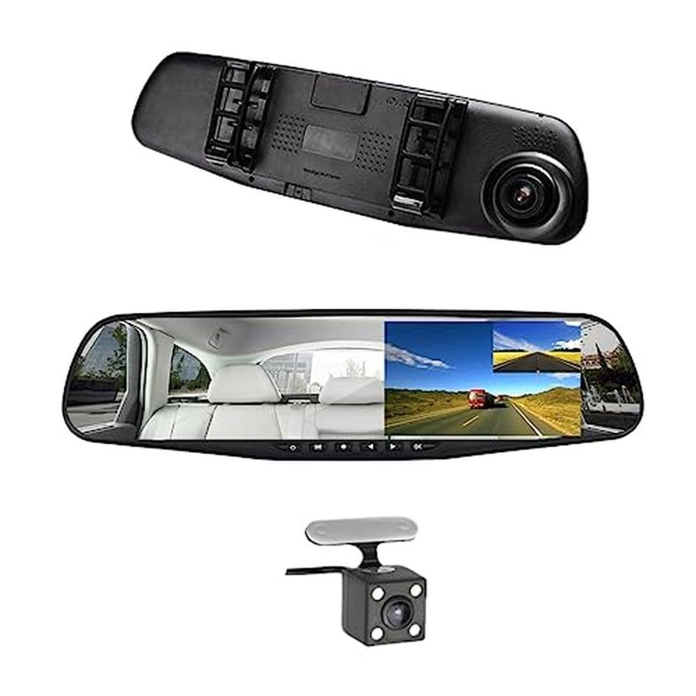 Car Rear View Mirror: 4.3 Inch Dual Lens Camera – Front View