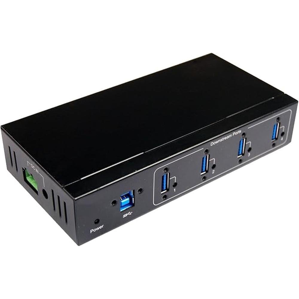 4-Port USB 3.0 Mountable Industrial Hub with Screw Locked – Close-up Detail