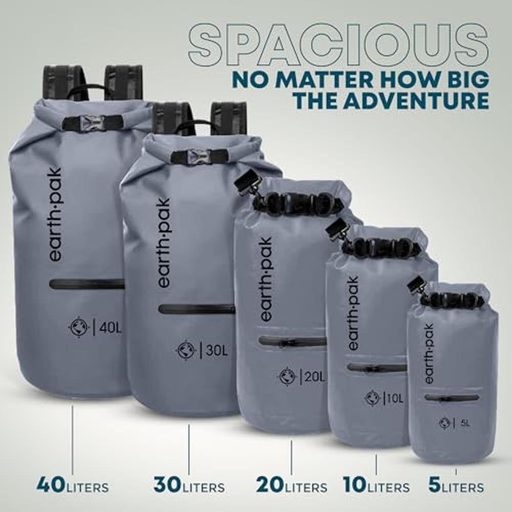 Dry Waterproof Bag: Earth Pak 30L Dry Bag Backpack – Side View