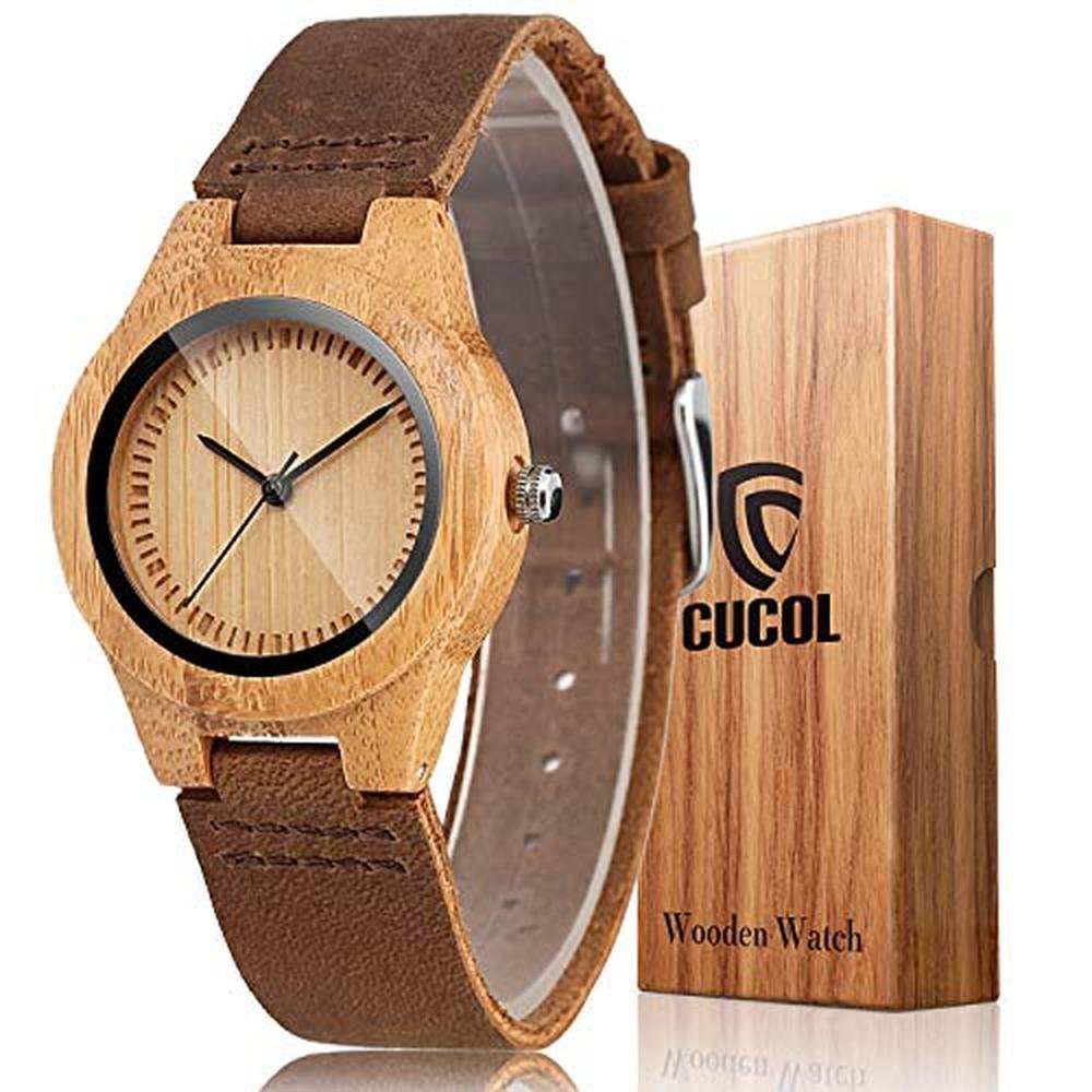 CUCOL Womens Wooden Bamboo Watches – Front View