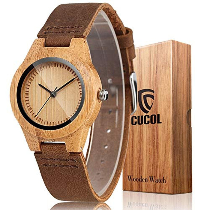 CUCOL Womens Wooden Bamboo Watches – Front View
