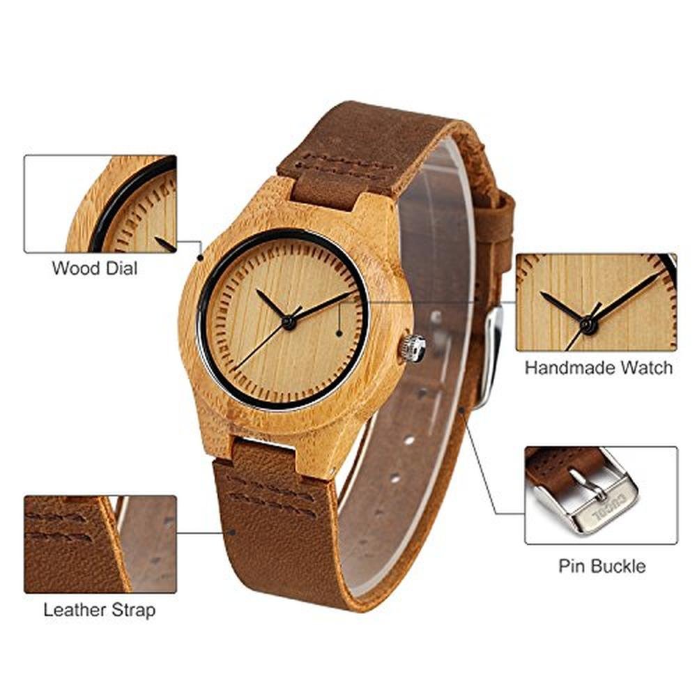 CUCOL Womens Wooden Bamboo Watches – Close-up Detail