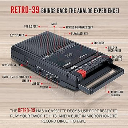 Cassette Tape: QFX Retro 39 Portable USB to Cassette Tape – Close-up Detail
