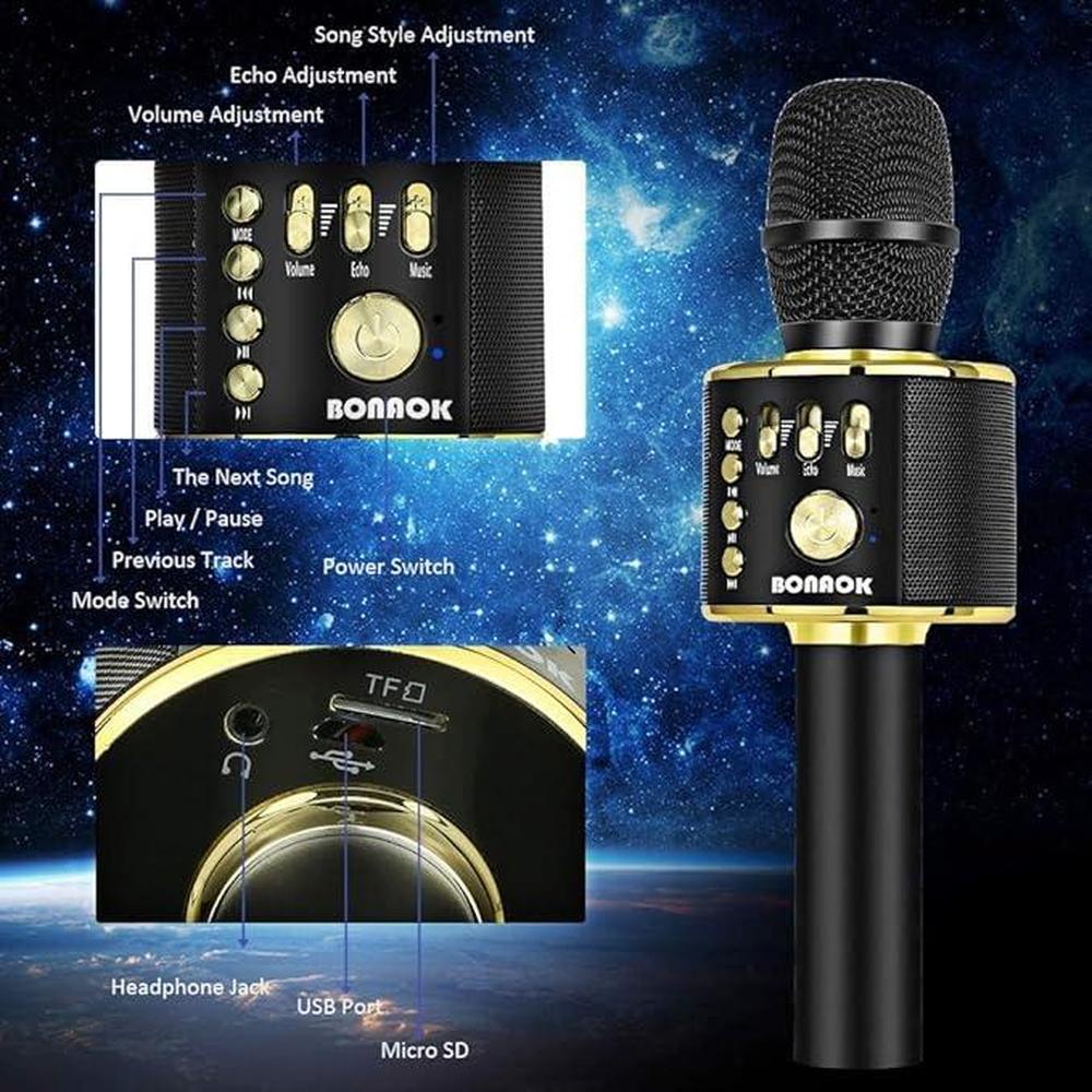 Bonaok Wireless Bluetooth Karaoke Microphone – In Use
