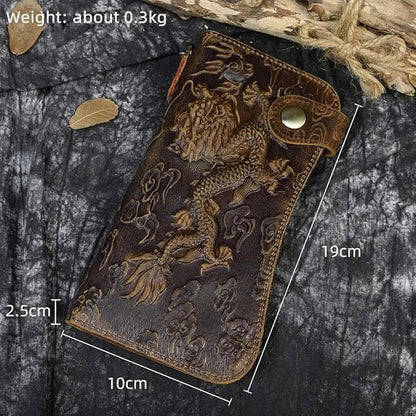 Wallet Men: Luxury Leather Long Wallet Chain Wallet Card – Side View
