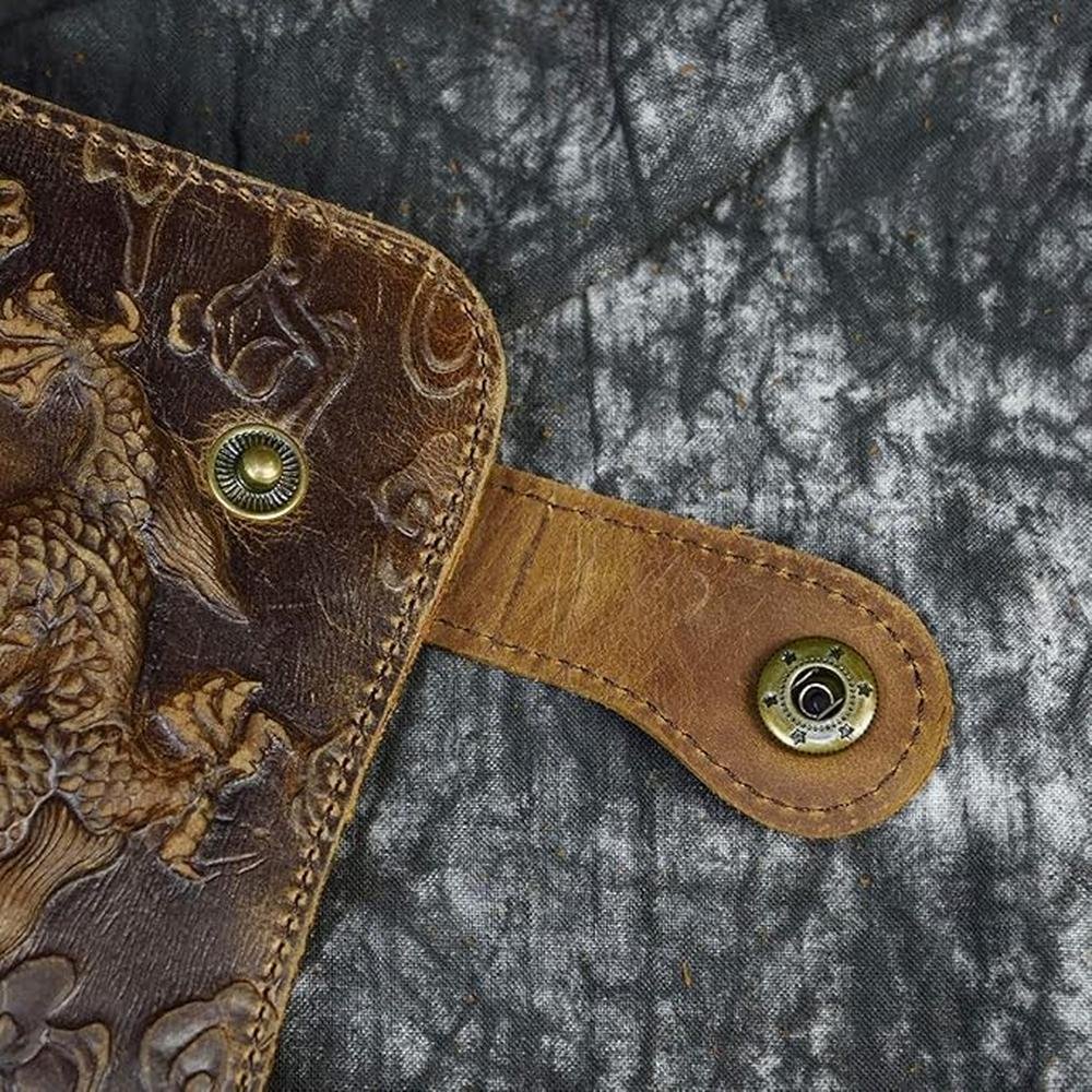 Wallet Men: Luxury Leather Long Wallet Chain Wallet Card – Close-up Detail