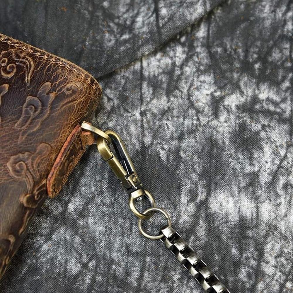 Wallet Men: Luxury Leather Long Wallet Chain Wallet Card – In Use