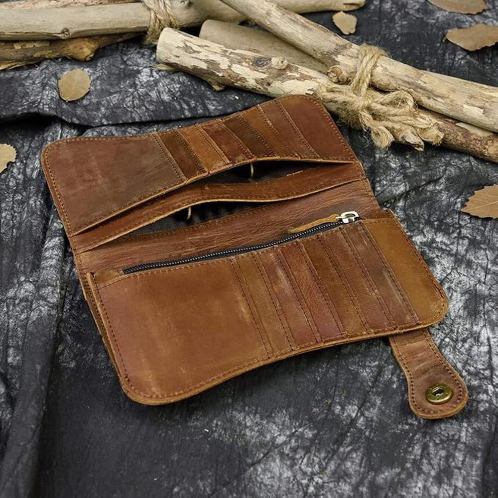 Wallet Men: Luxury Leather Long Wallet Chain Wallet Card – Packaging