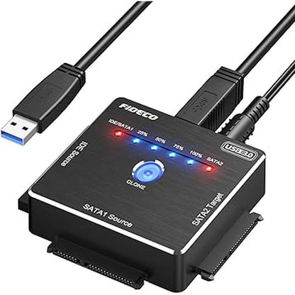 SATA IDE to USB 3.0 Adapter: FIDECO Premium Hard Drive – Front View