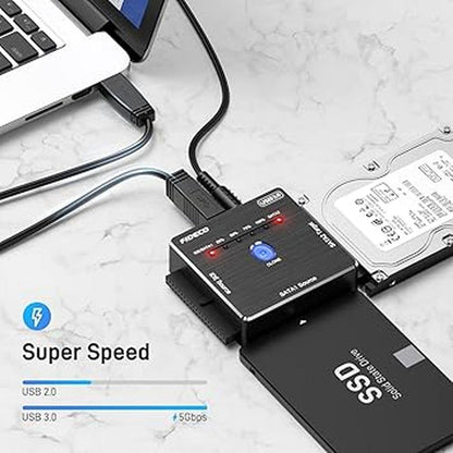 SATA IDE to USB 3.0 Adapter: FIDECO Premium Hard Drive – Side View