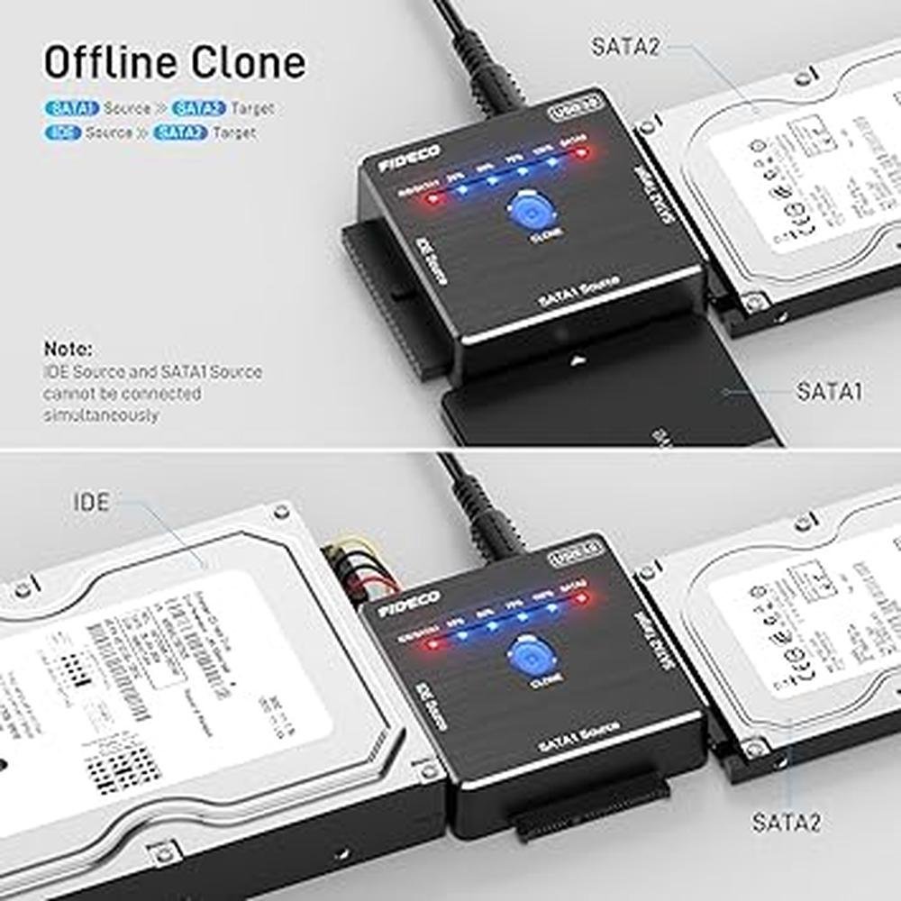 SATA IDE to USB 3.0 Adapter: FIDECO Premium Hard Drive – Close-up Detail
