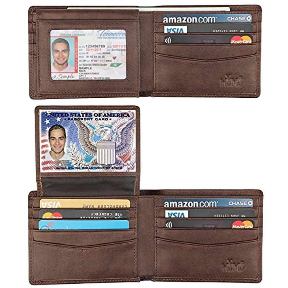 Wallet for Men-Genuine Leather RFID Blocking Bifold Stylish – Front View