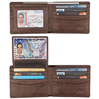 Wallet for Men-Genuine Leather RFID Blocking Bifold Stylish – Front View