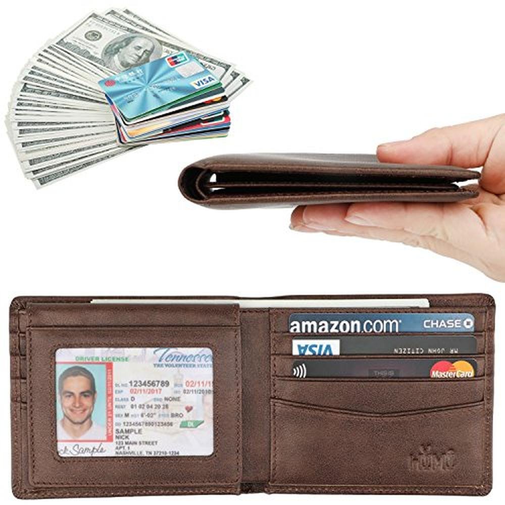 Wallet for Men-Genuine Leather RFID Blocking Bifold Stylish – Side View