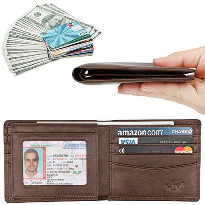 Wallet for Men-Genuine Leather RFID Blocking Bifold Stylish – Side View